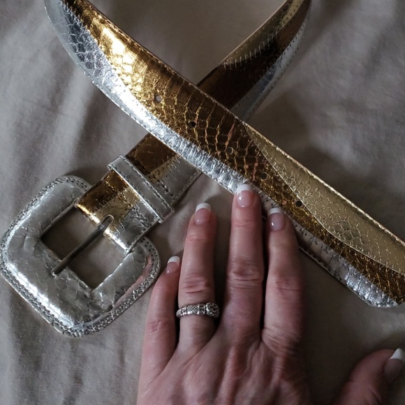 VTG Metallic Genuine Snake Skin Belt - Picture 4 of 6